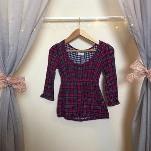Aeropostale plaid red 3/4 sleeve top